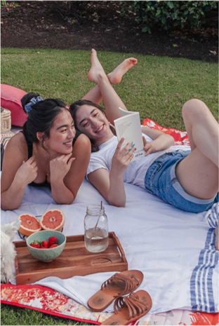 2 girls having a summer picnic